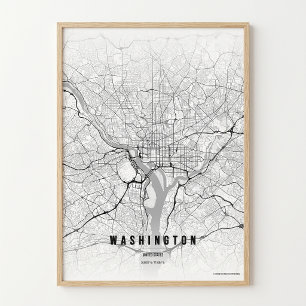 Póster del mapa de la ciudad de Washington D.C. Ca