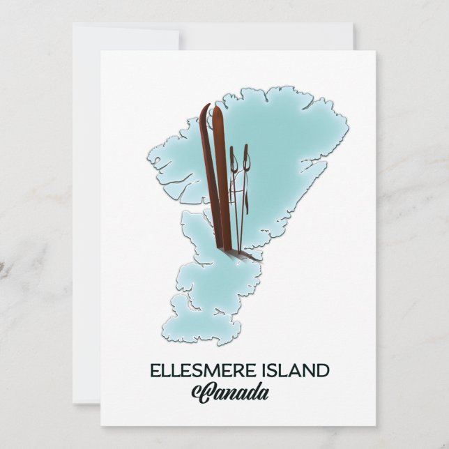 Póster del mapa de la isla Ellesmere Canadá (Anverso)