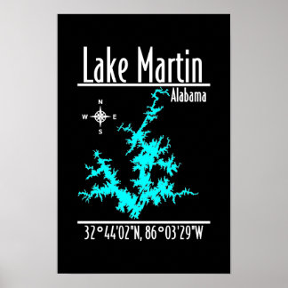 Póster del mapa de Lake Martin Alabama