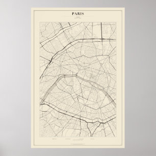 Póster del mapa de las calles de París