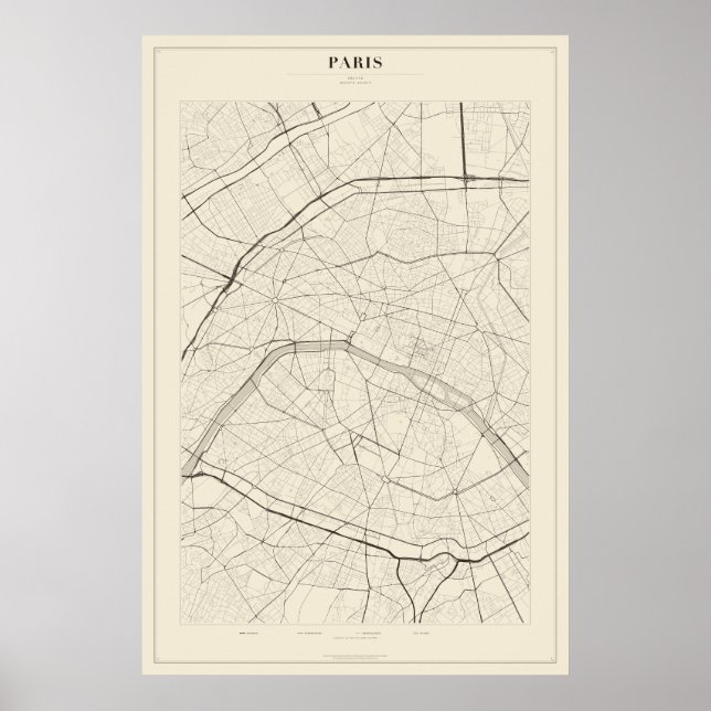 Póster del mapa de las calles de París (Frente)