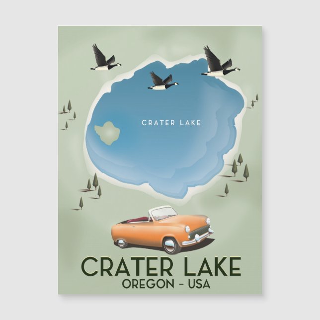 Poster del mapa de viajes del Crater Lake Oregon (Anverso)
