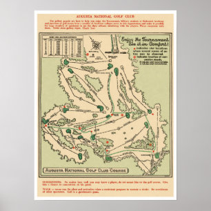 Póster del mapa del campo de golf Augusta National