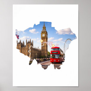 Póster del mapa del curso del maratón de Londres 2