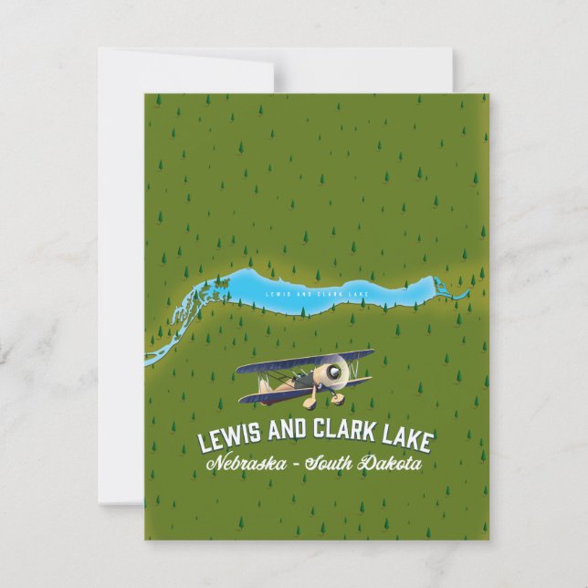 Póster del mapa del lago Lewis y Clark. (Anverso)