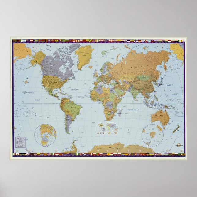Póster del mapa del mundo moderno (Frente)