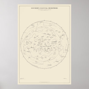 Póster del mapa estelar del cielo del sur