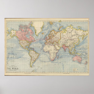 Póster del Mapa Mundial Colores Pastel Vintage