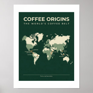 Póster del Mapa Mundial de Orígenes del Café