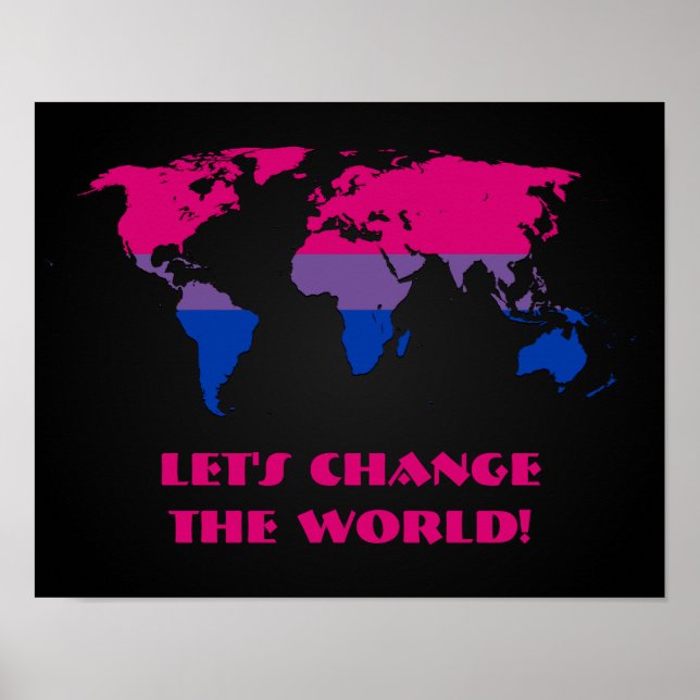 Póster del mapa mundial del orgullo bisexual (Frente)