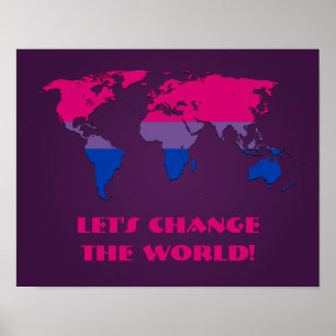 Póster del mapa mundial del orgullo bisexual