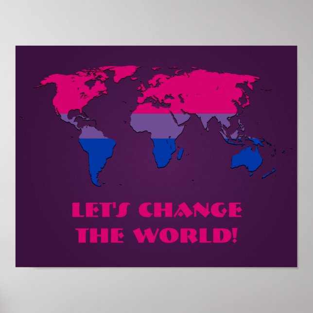 Póster del mapa mundial del orgullo bisexual (Frente)