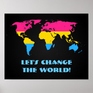 Póster del mapa mundial del orgullo pansexual
