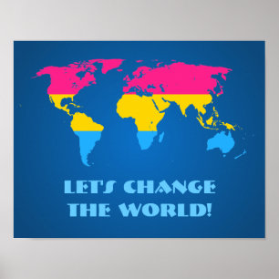 Póster del mapa mundial del orgullo pansexual