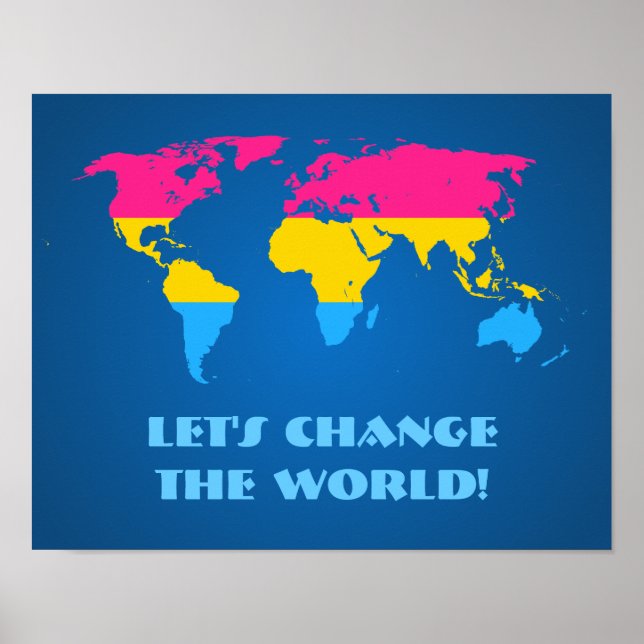 Póster del mapa mundial del orgullo pansexual (Frente)