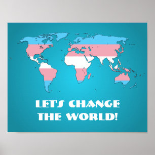Póster del mapa mundial del orgullo transgénero