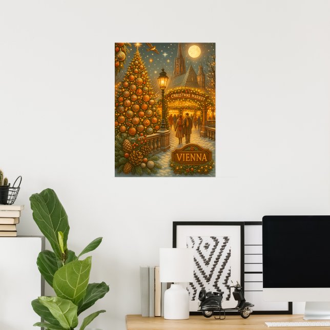 Póster del Mercado de Navidad de Viena | Fiesta Na (Oficina en casa)