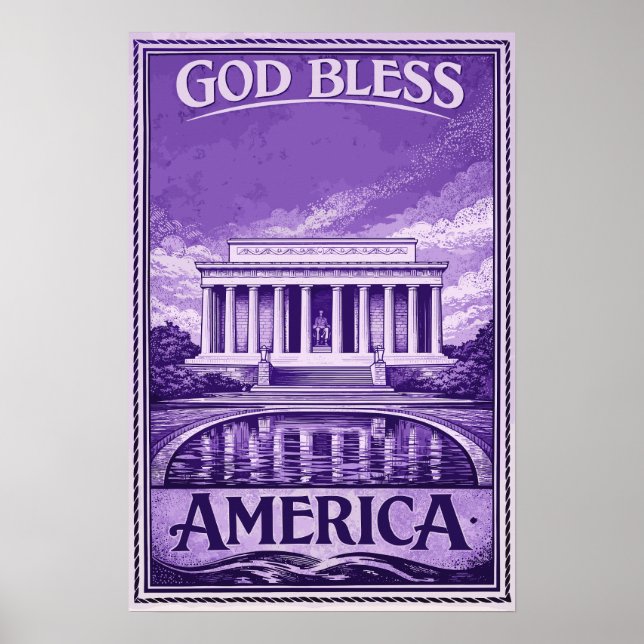 Póster del Monumento a Lincoln - Dios Bendiga a Am (Frente)