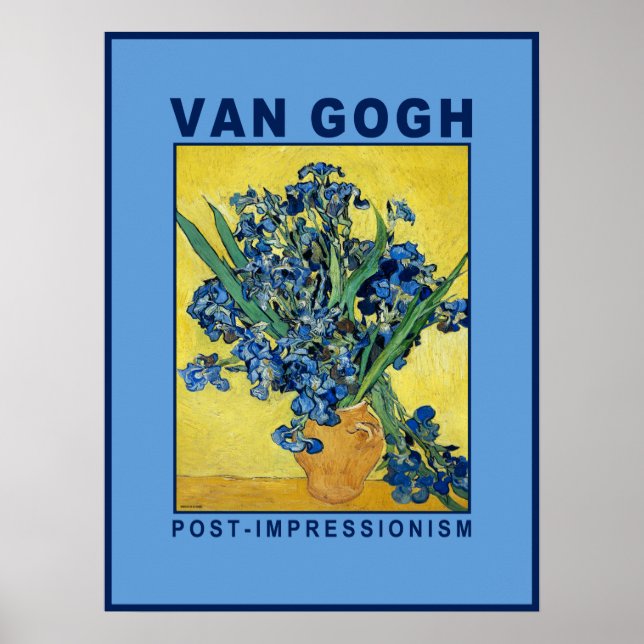 Póster del Museo Irises Azules de Van Gogh (Frente)