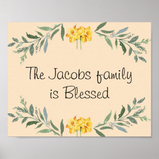 Póster del nombre de familia bendita