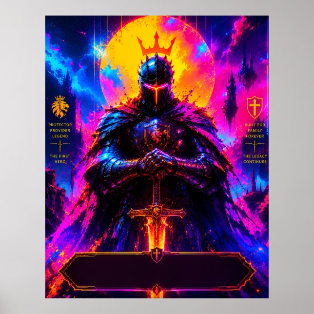 Póster del padre protector de neón (Frente)