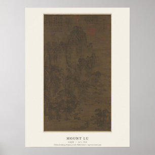 Póster del paisaje chino del Monte Lu - Jing Hao