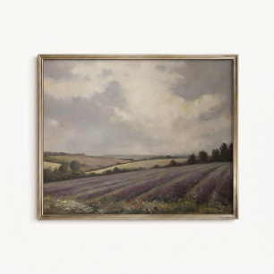 Póster del paisaje de campo de lavanda inglesa