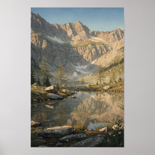 Póster del paisaje de circo glaciar y tarn alpino