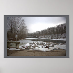 Póster del paisaje invernal del arroyo