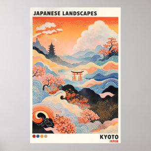 Póster del paisaje japonés de Kyoto, Japandi vinta