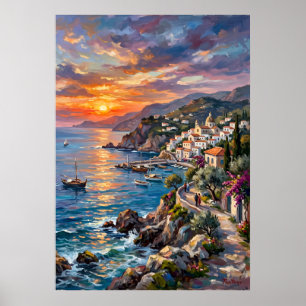 Póster del paisaje marino de la Costa de Amalfi co