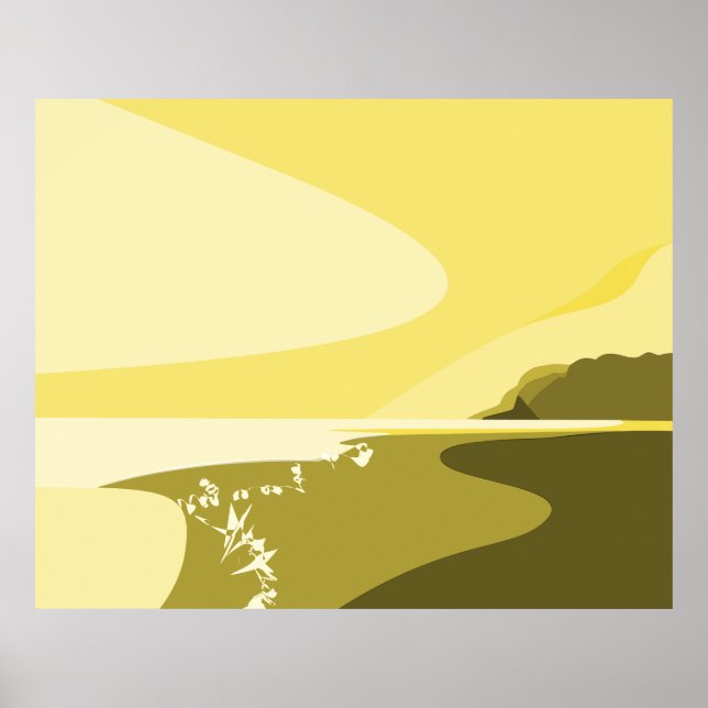 Poster del paisaje marino del arte digital amarill (Frente)
