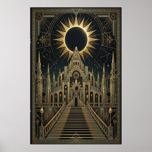Póster del Palacio del Eclipse Total Art Déco Ve