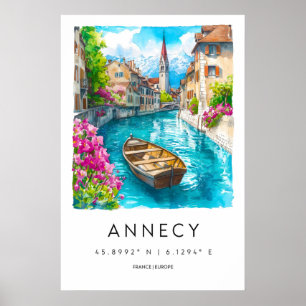 Póster del Parque Acuarela de Annecy Viaje Naciona