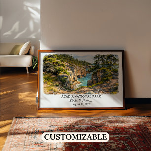 Póster del Parque Nacional Acadia Maine, Acuarela