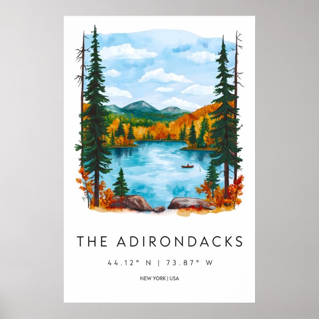 Póster del Parque Nacional de acuarela de Adironda (Frente)