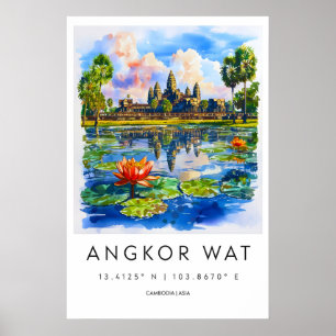 Póster del Parque Nacional de Angkor Wat de Esquí