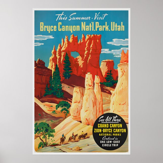 Póster del Parque Nacional de Arte Bryce Canyon Ut (Frente)