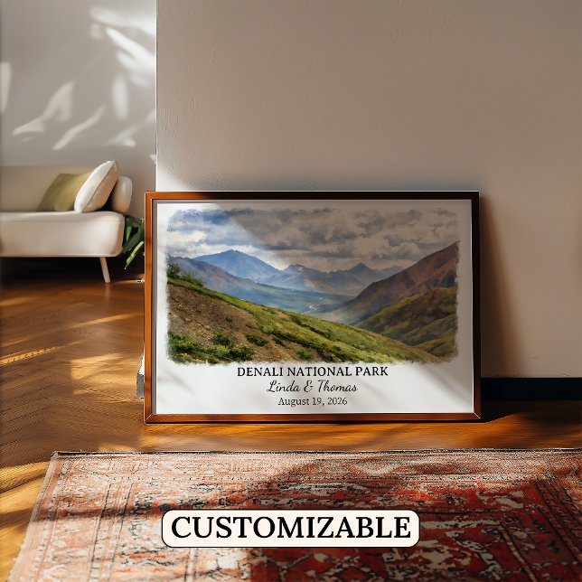 Póster del Parque Nacional Denali Alaska, Acuarela (Subido por el creador)