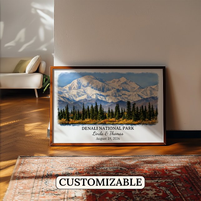 Póster del Parque Nacional Denali Alaska, Acuarela (Subido por el creador)