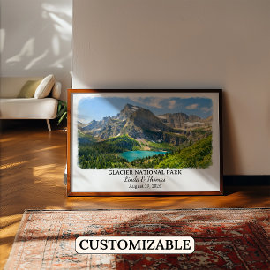 Póster del Parque Nacional Glaciar Montana, Acuare