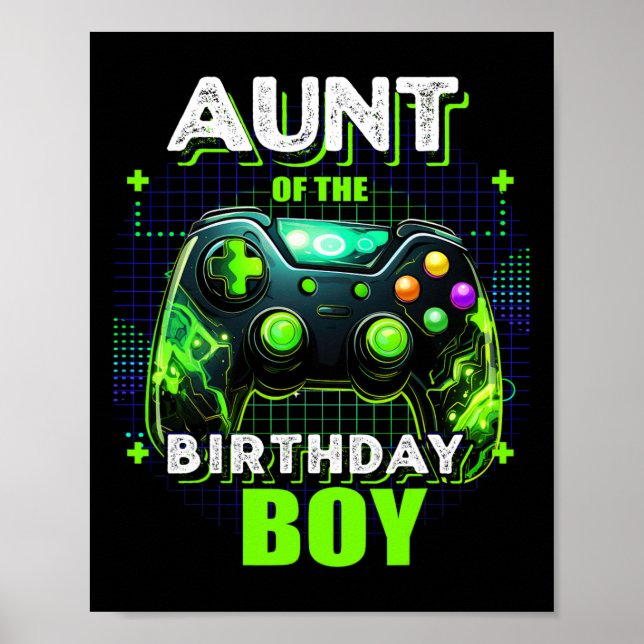 Póster Del partido de videojuegos familiar de cumpleaños  (Frente)