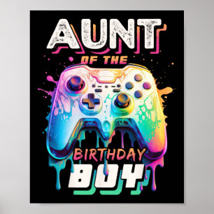 Póster Del partido de videojuegos familiar del chico del