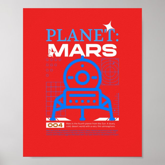 Póster del planeta rojo marte (Frente)