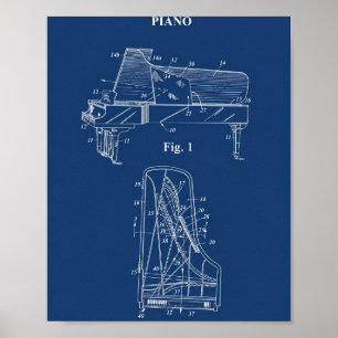 Póster del plano del patento de piano de 1938