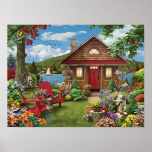 Póster Del "poster retratamiento de la orilla del lago"