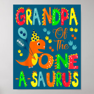 Póster Del primer cumpleaños de Grandpa Saurus Dinosaurio