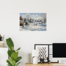 Póster del pueblo invernal de The Mill Pond