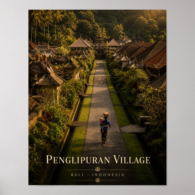 Póster del pueblo Penglipuran Bali (Frente)