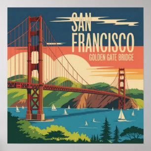 Póster del puente Golden Gate San Francisco Vint